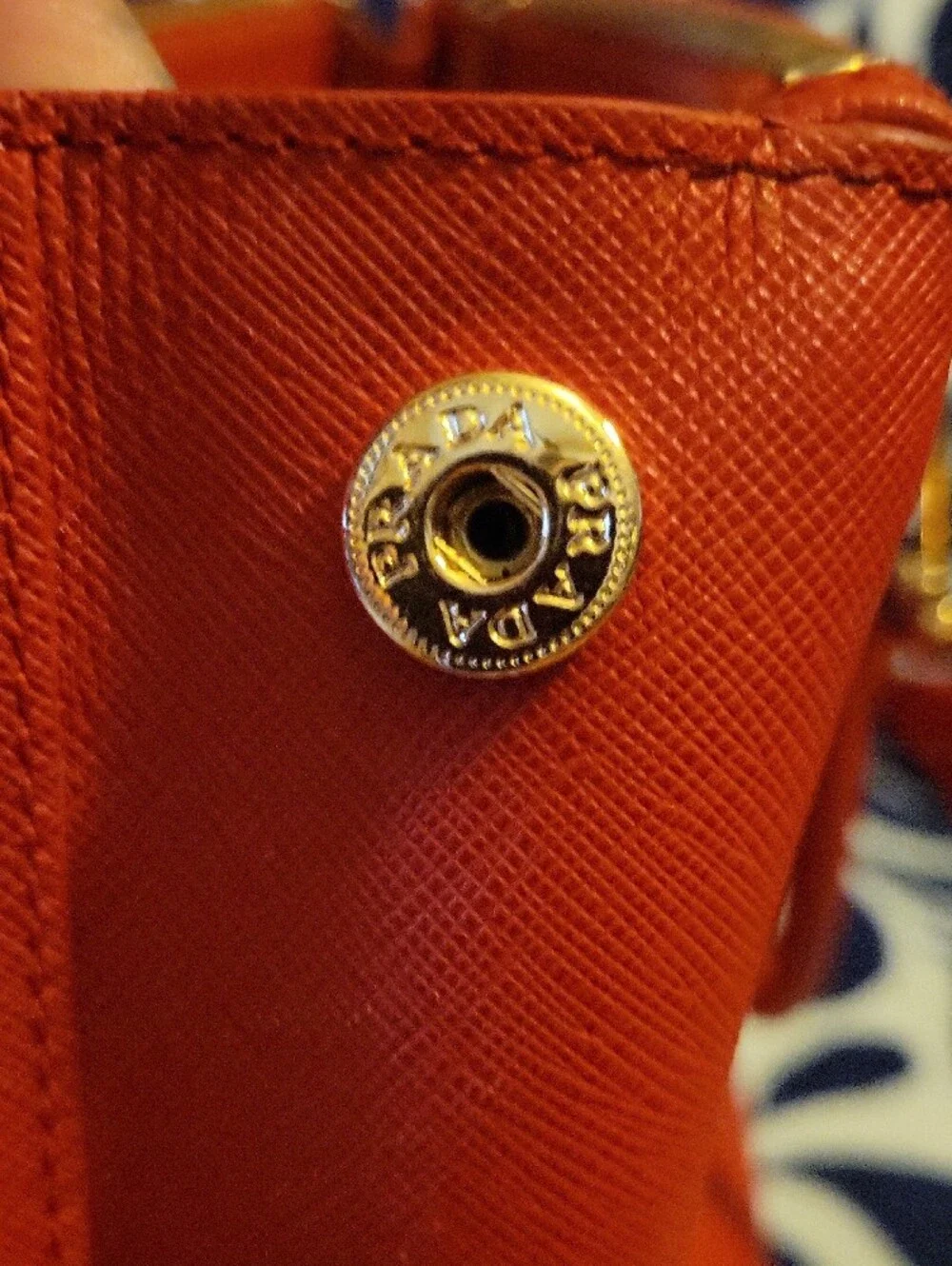 Prada Red Saffiano Leather Satchel with Gold Accents